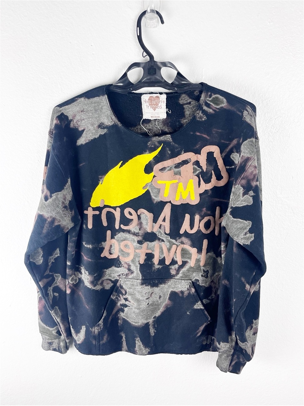 HYDE PARK You Are Not Invited Graphic Long Sleeves  Raw Hem Sweatshirt Medium